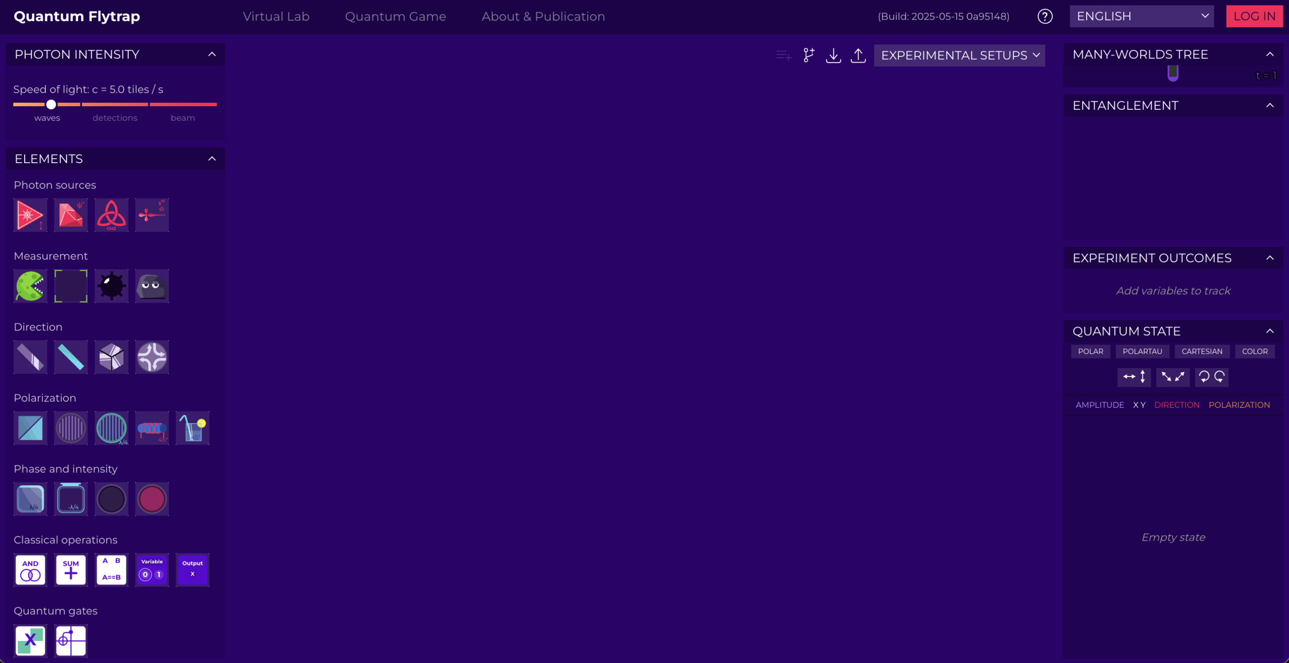 Example of the optical table in the virtual table that is not working properly: optical table does not have any predetermined component